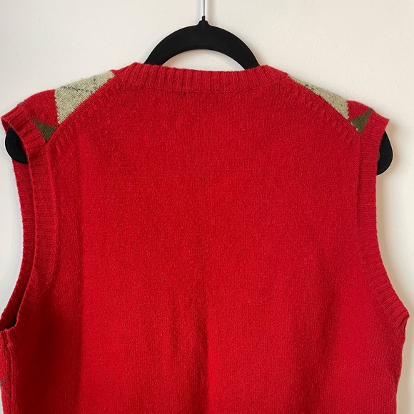 J. Crew Men’s Red/Gray Lambswool Argyle Sweater Vest Preppy Academia Size Large - Picture 6 of 16